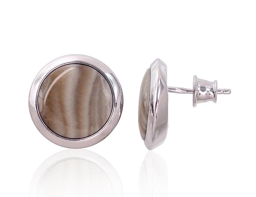 Silver stud earrings with Flint