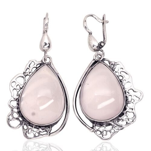 Silver earrings with Pink Quarz