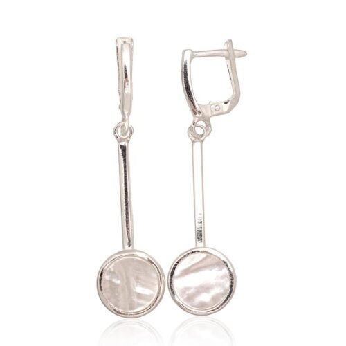 Silver earrings with 'english' lock with Mother-of-pearl