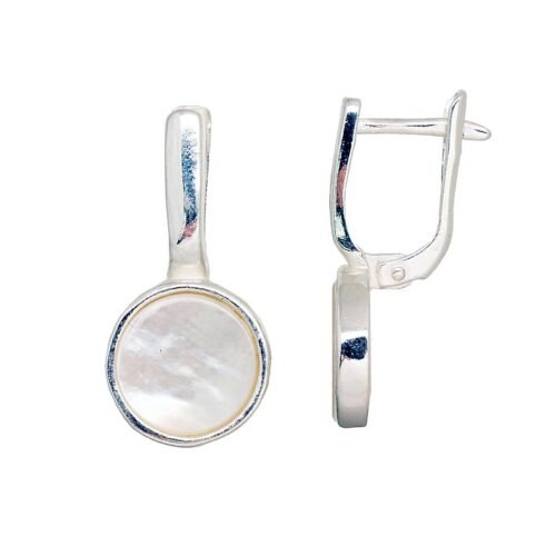 Silver earrings with 'english' lock with Mother-of-pearl
