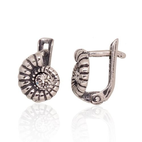 Silver earrings with 'english' lock with Zirkons