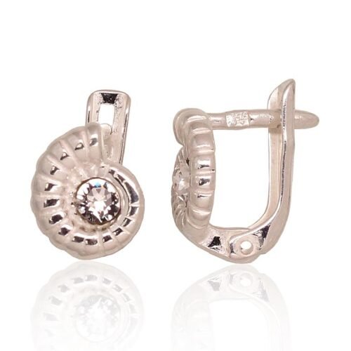Silver earrings with 'english' lock with Zirkons