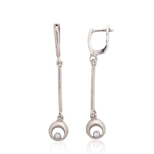 Silver earrings with 'english' lock with Zirkons