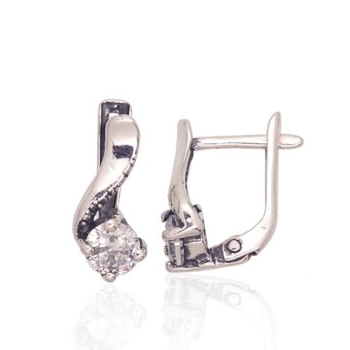 Silver earrings with 'english' lock with Zirkons