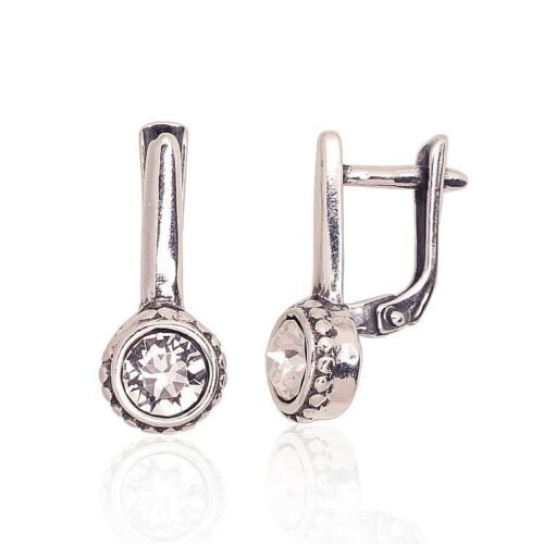 Silver earrings with 'english' lock with Zirkons