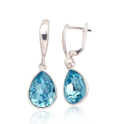 Silver earrings with 'english' lock with Crystals