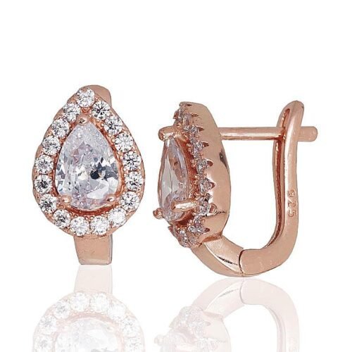 Silver earrings with 'english' lock with Zirkons