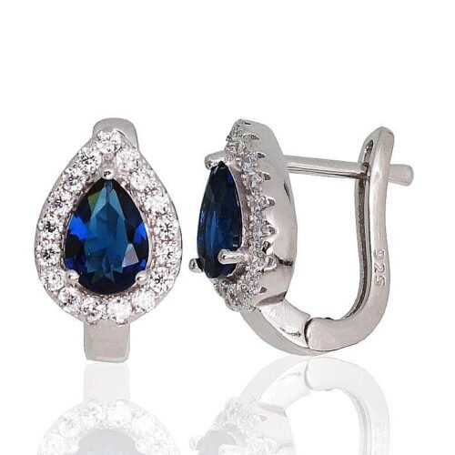 Silver earrings with 'english' lock with Zirkons