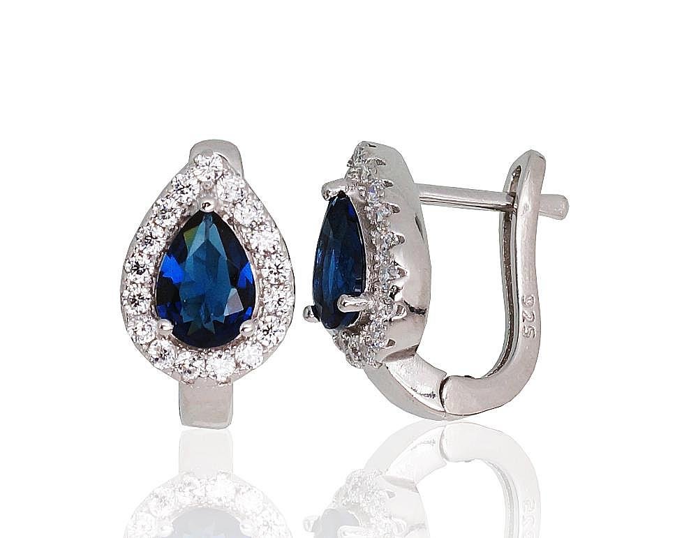 Silver earrings with 'english' lock with Zirkons