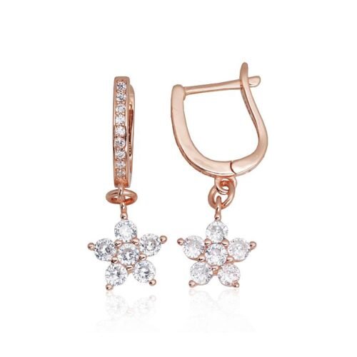 Silver earrings with 'english' lock with Zirkons