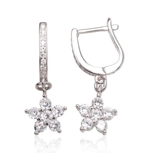 Silver earrings with 'english' lock with Zirkons