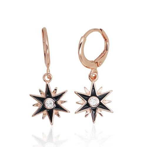 Silver earrings with 'english' lock with Zirkons , Jewelery enamel