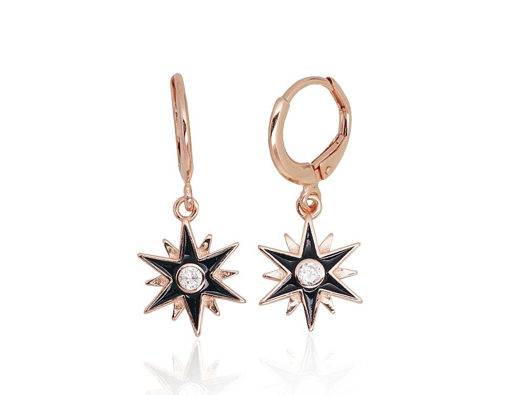 Silver earrings with 'english' lock with Zirkons , Jewelery enamel
