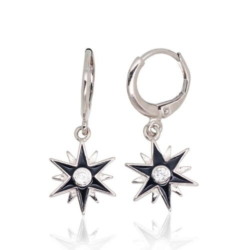 Silver earrings with 'english' lock with Zirkons , Jewelery enamel