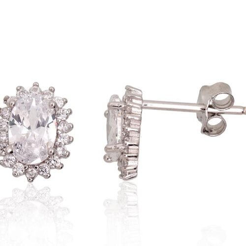 Silver stud earrings with Zirkons