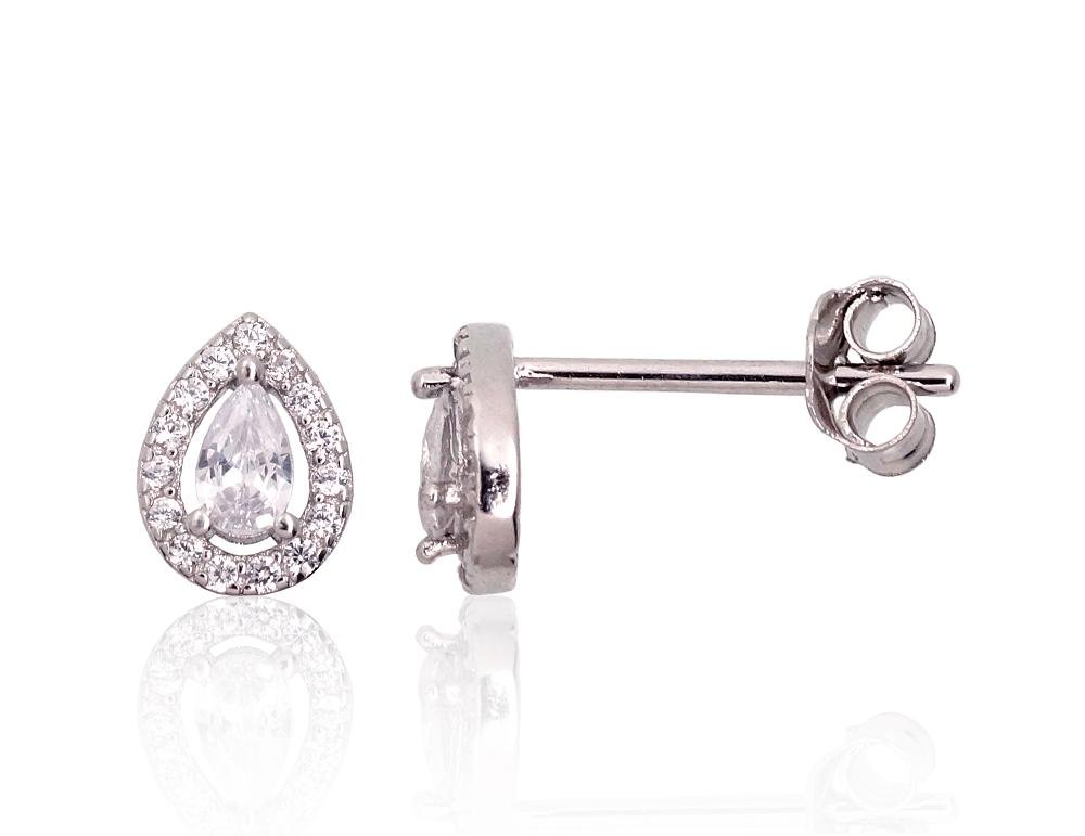 Silver stud earrings with Zirkons