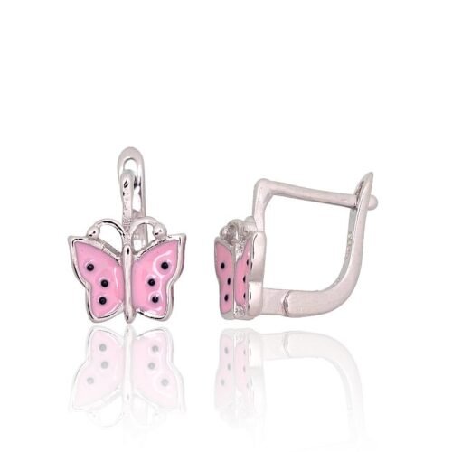Silver earrings with 'english' lock with Jewelery enamel