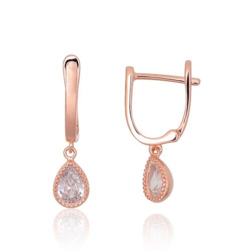 Silver earrings with 'english' lock with Zirkons