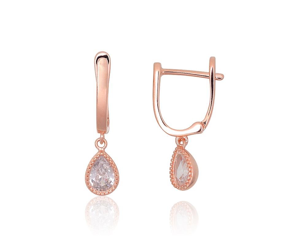 Silver earrings with 'english' lock with Zirkons