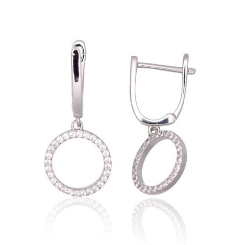 Silver earrings with 'english' lock with Zirkons