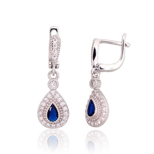 Silver earrings with 'english' lock with Zirkons
