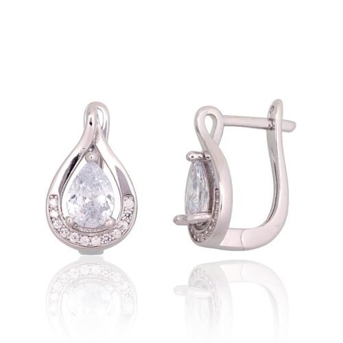 Silver earrings with 'english' lock with Zirkons
