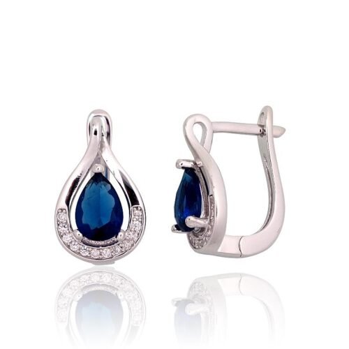 Silver earrings with 'english' lock with Zirkons