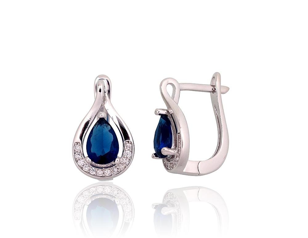 Silver earrings with 'english' lock with Zirkons