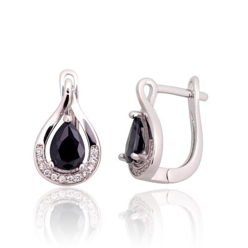 Silver earrings with 'english' lock with Zirkons