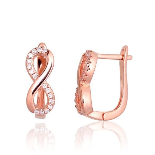 Silver earrings with 'english' lock with Zirkons