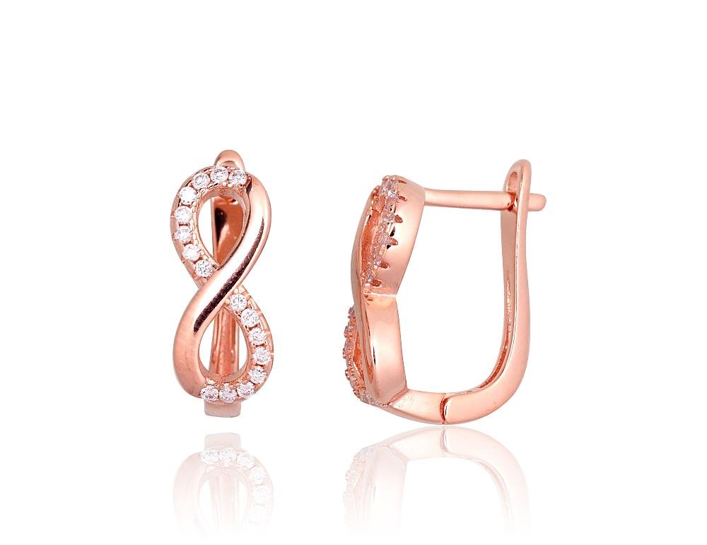 Silver earrings with 'english' lock with Zirkons