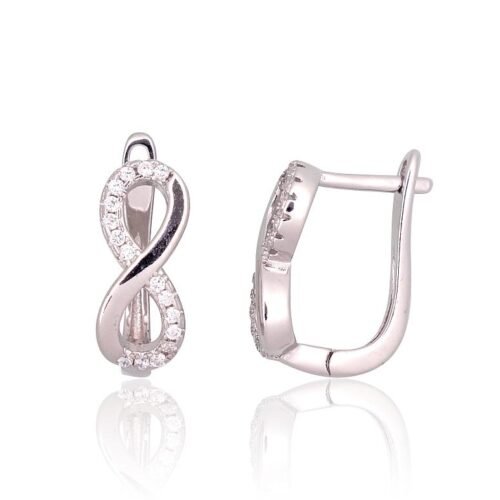 Silver earrings with 'english' lock with Zirkons