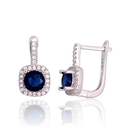 Silver earrings with 'english' lock with Zirkons