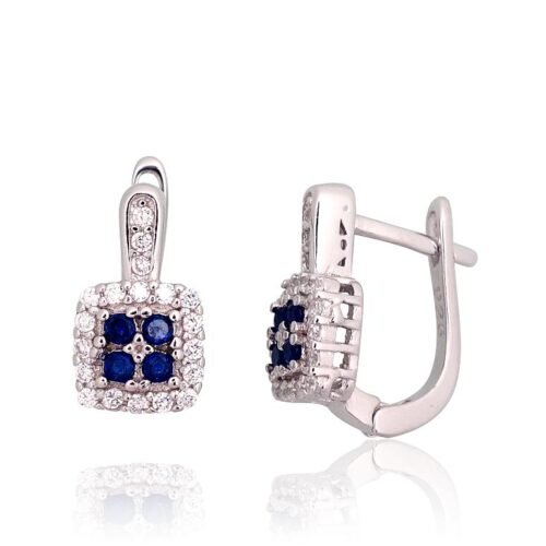 Silver earrings with 'english' lock with Zirkons