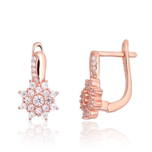 Silver earrings with 'english' lock with Zirkons