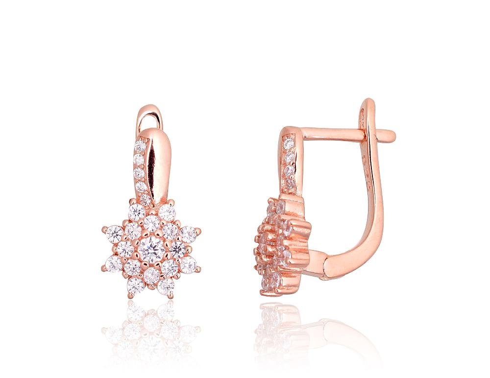 Silver earrings with 'english' lock with Zirkons