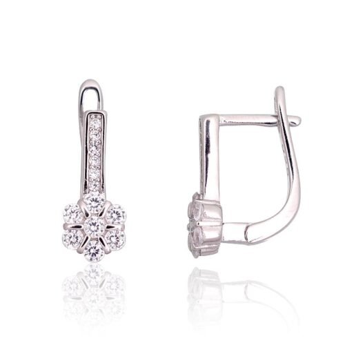 Silver earrings with 'english' lock with Zirkons