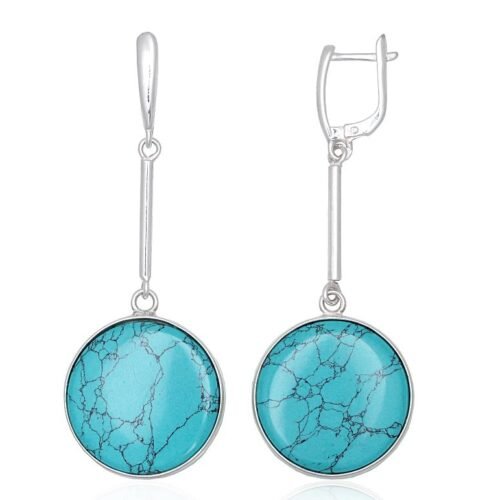 Silver earrings with 'english' lock with Turquoise (Imitation)
