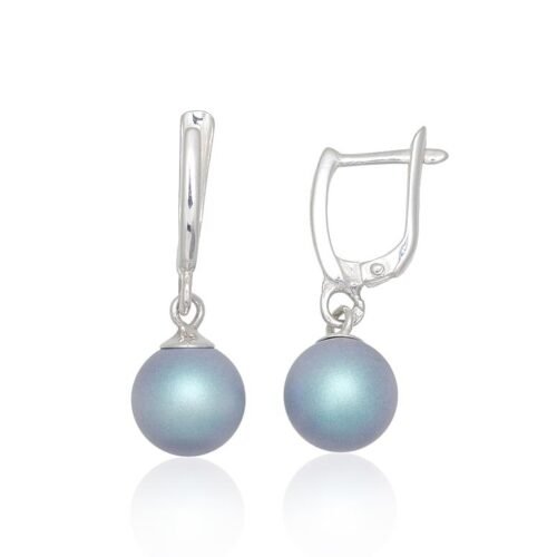 Silver earrings with 'english' lock with Fresh-water Pearl (synt.)