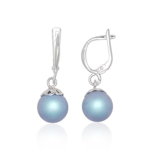 Silver earrings with 'english' lock with Fresh-water Pearl (synt.)