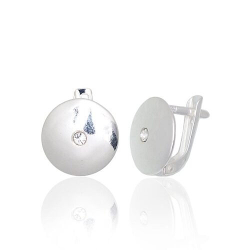 Silver earrings with 'english' lock with Zirkons