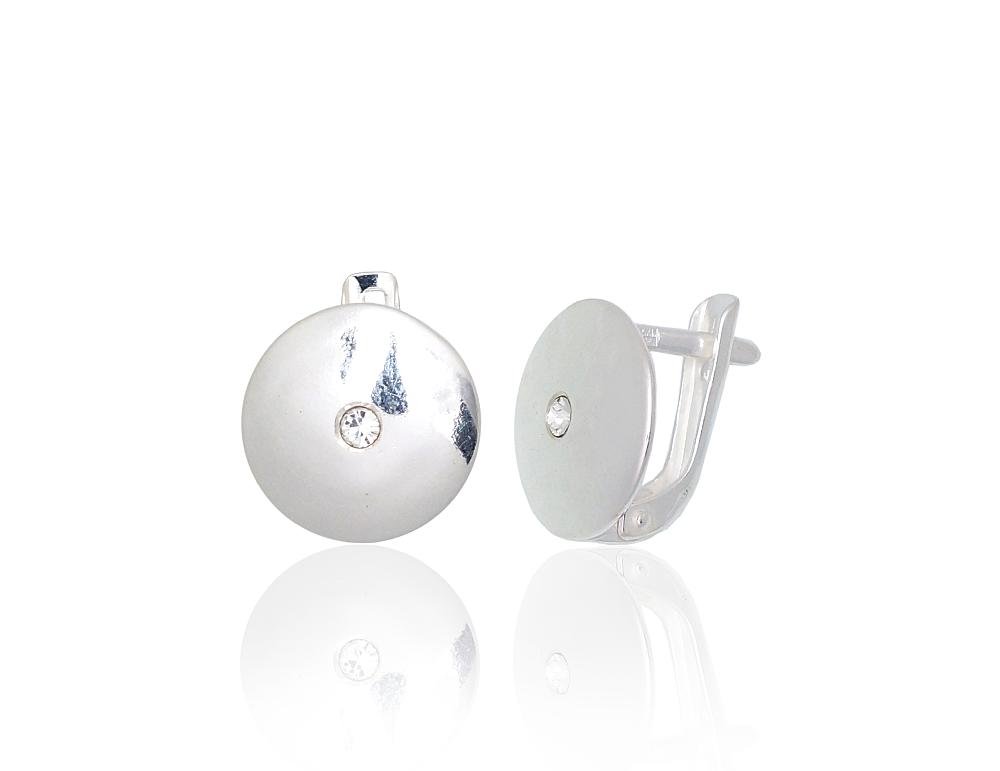 Silver earrings with 'english' lock with Zirkons