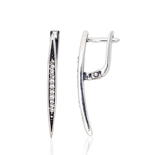 Silver earrings with 'english' lock with Zirkons
