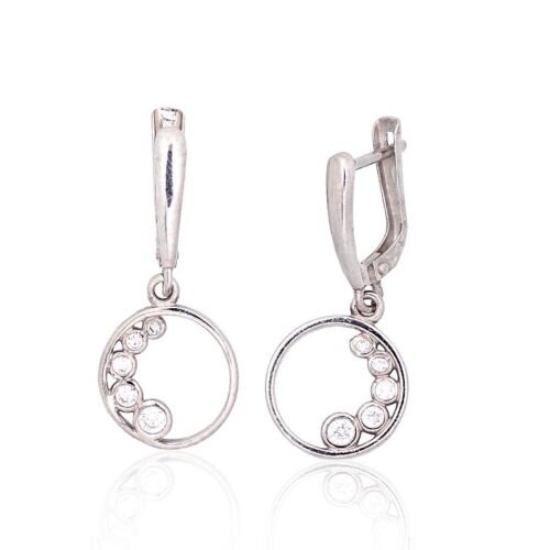 Silver earrings with 'english' lock with Zirkons