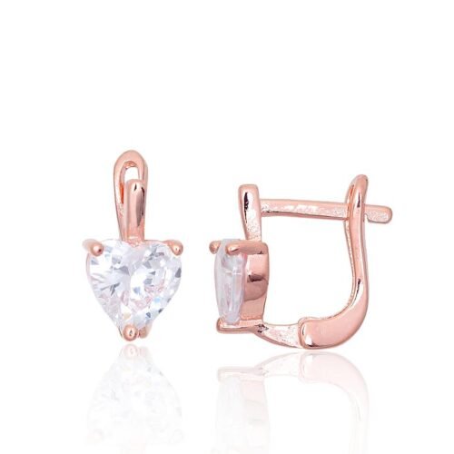 Silver earrings with 'english' lock with Zirkons