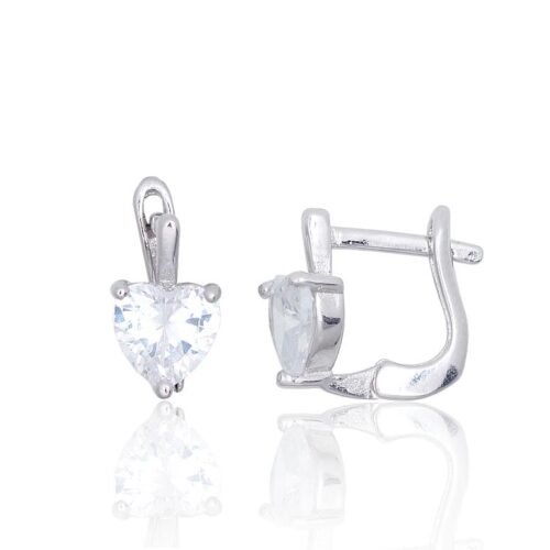 Silver earrings with 'english' lock with Zirkons