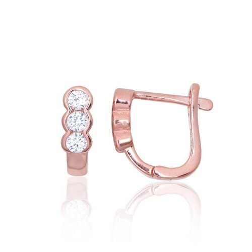 Silver earrings with 'english' lock with Zirkons