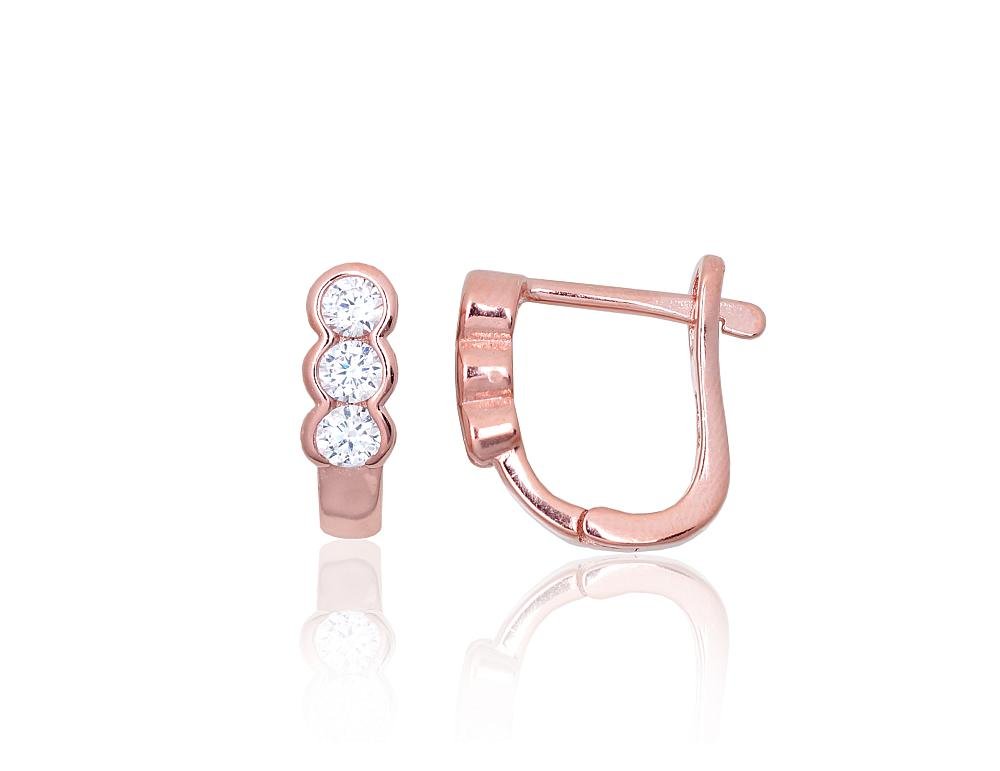 Silver earrings with 'english' lock with Zirkons