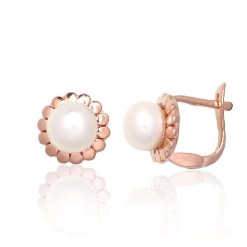 Silver earrings with 'english' lock with Fresh-water Pearl