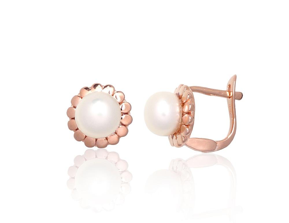Silver earrings with 'english' lock with Fresh-water Pearl